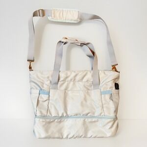 ETRONIK Large Pale Blue Nylon Gym Bag with Removable Strap